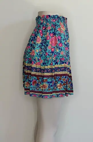 The Comfy  And Ready Floral Mini Skirt In Blue