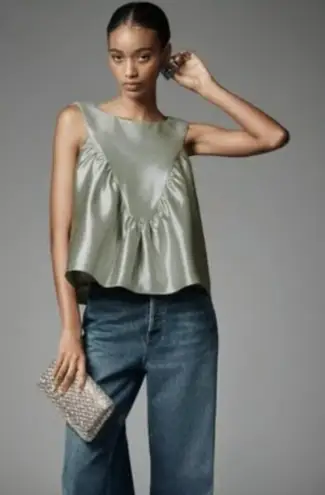 NEW ANTHROPOLOGIE Mare Mare Shirred Swing Tank Top Size Small NWT Green