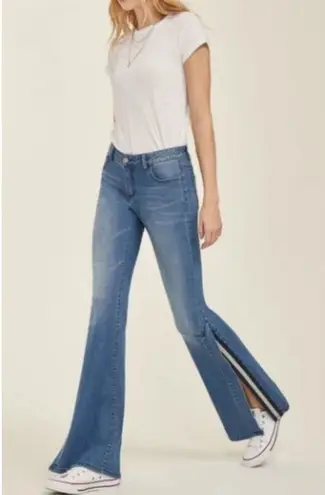 Nordstrom Blue Revival Isla Wide Leg Flared Mid Rise Denim Women’s Jeans 26 Blue