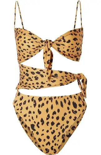 Nicholas convertible cutout knotted leopard print swimsuit bikini size M medium