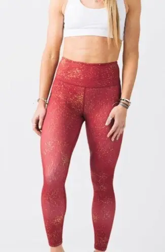 Zyia Active Red Stay Gold Light n Tight Hi-Rise 7/8 Leggings 24” Size M 6-8