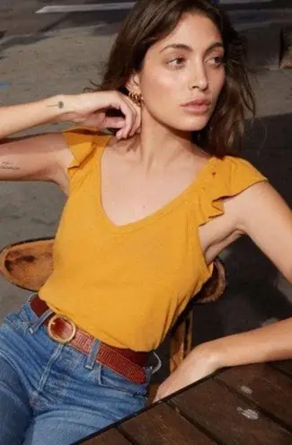 Nation Ltd Aven Cami Top Ruffle Sleeve Pima Cotton Tee Size XL