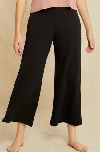 Amour Vert Eugenia Black Tie Waist Luxe Fleece Pants Small Wide Leg