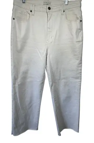 Oliver Logan Ecru Color Aberdeen Wide Leg High Rise Cropped Raw Hem Size 32