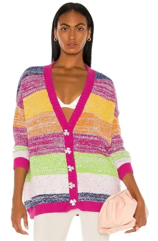 Olivia Rubin Mika rainbow stripe sequin cardigan sweater size S small