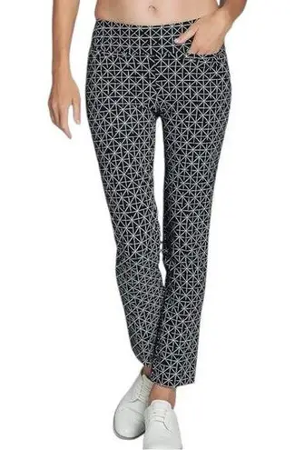 Tail Women’s Golf Pant High Rise Slim Fit Ankle Black White Geo Print Size 16