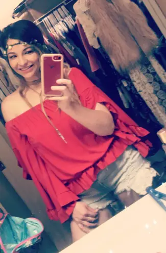 Willow + Root  Off-The-Shoulder Top—Red thumbnail 1