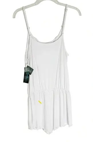 California Waves Junior Tie Waist Knit Swim Cover Up Romper White Size L NWT