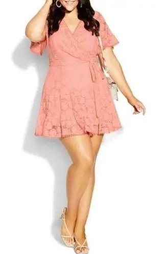 City Chic  NWT pink flutter sleeve lace mini sundress size 18