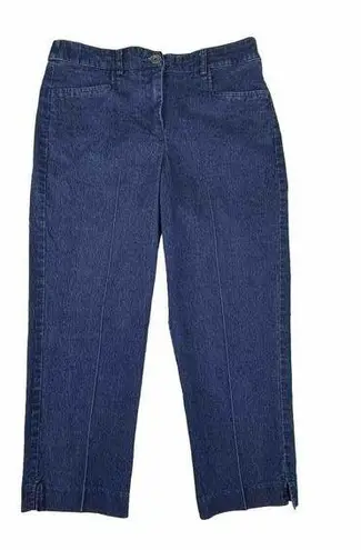 kim rogers  Size 6 Straight Leg Crop Denim Jeans Blue Mid Rise Dark Wash