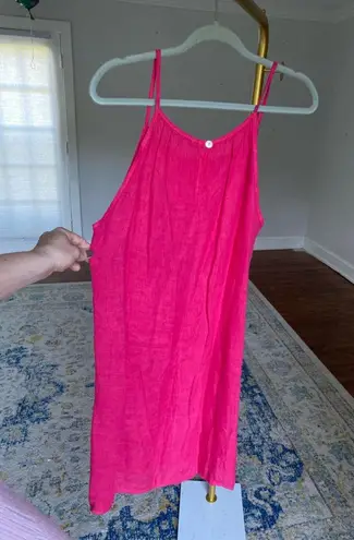 Lungo L’Arno Linen Mini Dress Hot Pink Summer Italian S Minimalist Cottagecore