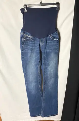 indigo. Blue Maternity Jeans Decorative Back Pockets Sm