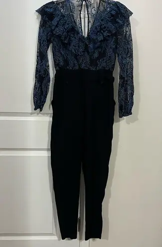 Three Floor Blue & Black Boss Lady Jumpsuit Size 4 US $515