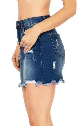 Denim Blvd distressed Denim mini skirt Size L