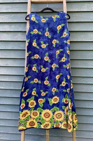 Vintage 90’s LA CERA blue sunflower maxi dress size/M Size M