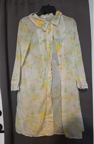 Vintage Havana Vintage Style Women's Floral Nightgown Lace Trim. Size S Yellow Pink Blue *