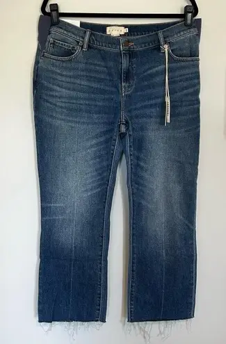 NWT Hatch The Crop Under Belly Kick Flare Cropped Jeans Size 32 Blue