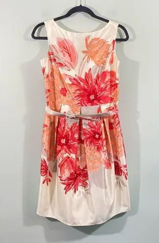 Jessica Howard Shimmery Floral Sleeveless Belted Fit & Flare Dress Size 8