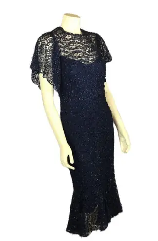 Nicole Bakti Scalloped Flutter Sleeve Beaded Mermaid Dress STYLE #663 size 8
