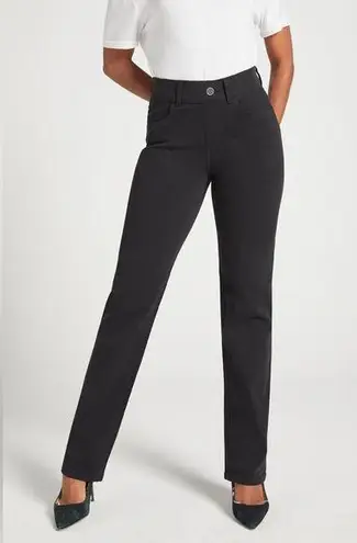 Betabrand Women’s Signature Mid-Rise Straight Leg Jeans in Black Size XXLP