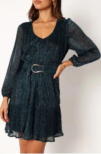 Petal and Pup GLIMMER LONG SLEEVE MINI DRESS - BLUE - HOLIDAY PARTY DRESS