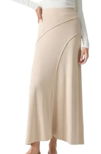 NWT OGL Mid Rise Pull On Flare Maxi Skirt Beige Size XL Tan