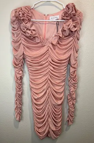 Amable by Mable Anthropologie Rose Pink Rouched Party Dress Size S