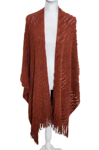 Stein Mart Rust Fringe Wrap Shawl NWT One Size Rust Knit Wrap Brown