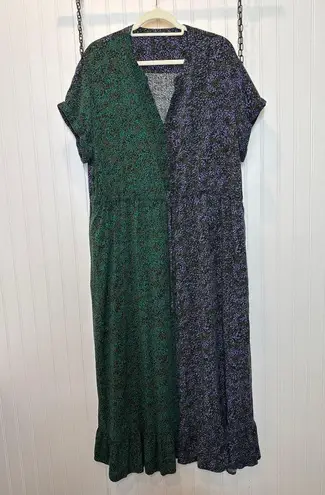 Terra & Sky Dress Cap Sleeve Mandarin Collar Maxi Dress Colorblocked Plus Sze 2X