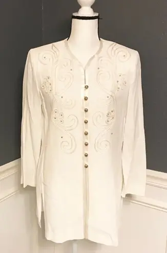 R & M Richards Embroidered Gold Button Down Tunic