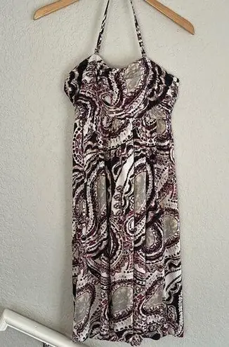 Soma Purple Watercolor Halter Mini Dress Small Stretchy