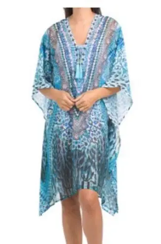 Moda True Colors By LA  CLOTHING Semi Sheer Kaftan Beach Coverup One Size New