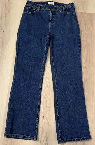 Denim and Company Bootcut Jeans 6P Blue Denim Dark Stretch Mid Rise mom Jean