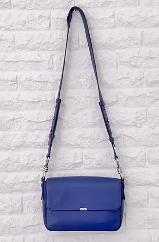 All Saints Blue ‘Captain’ Leather Flap Crossbody Bag