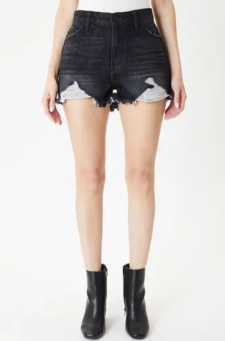 KanCan USA KanCan Wayne black raw hem high rise distressed shorts  11/29 NWT