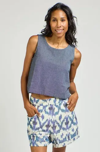 Patriotic Ikat Geometric Mata Traders Serena Short Blue