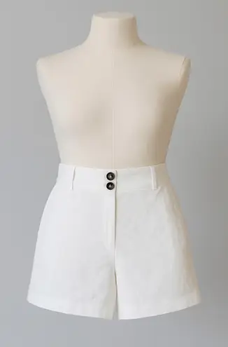 Boden Womens Linen Shorts Size 8 White High Waist Coastal Chic Resort Preppy