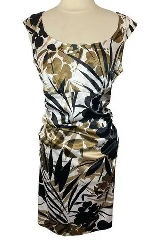 London Times NWT  Woman Satin Safari Print Body Contouring Sleeveless Dress