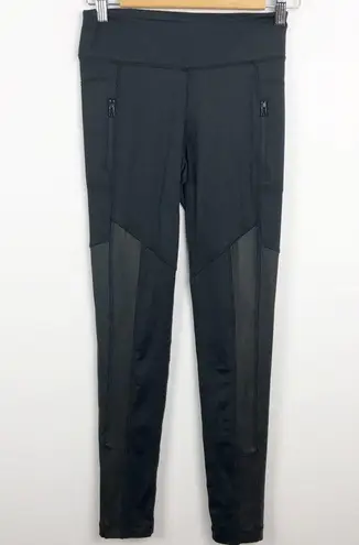 Lukka Lux Faux Leather detail Activewear Athletic Black Leggings Size XS