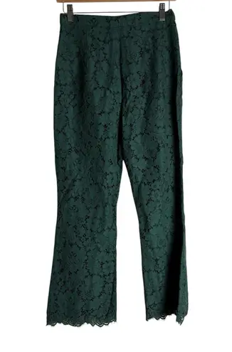 Equipment Ange Bistro Green Cropped Flare Lace Trouser Pants Size 6