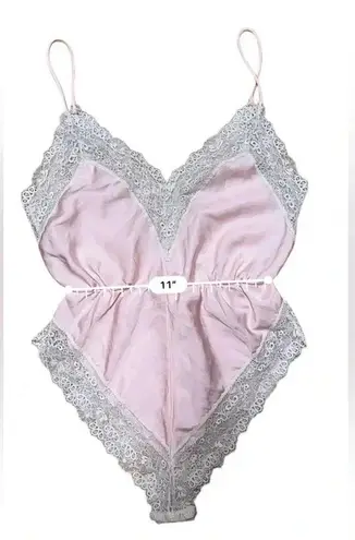 Vintage Ms. Leslee Pink Teddy Bodysuit Romper French Cut Tagged Large Fits Small