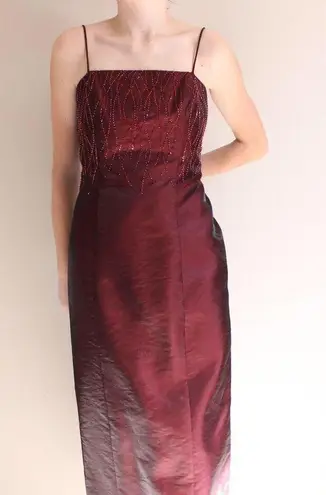 Alex Evenings Vintage 90s Red Beaded Prom Dress  