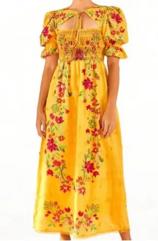 Farm Rio yellow midi dress NEW