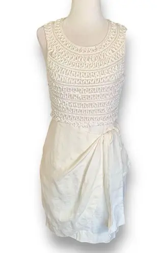 3.1 Phillip Lim Dress Cream Sleeveless Bow Embellished Ribbon Linen Silk Mini