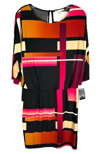 Sandra Darren Size 8 Dress Color Block Orange Pink Black Drape Sheath NWT 726 - Image 1