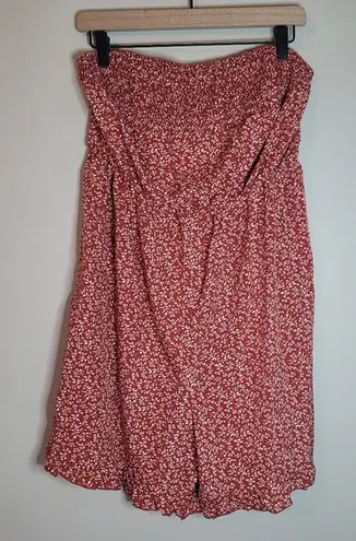 SheIn  Curve Red Floral Strapless Romper thumbnail 1