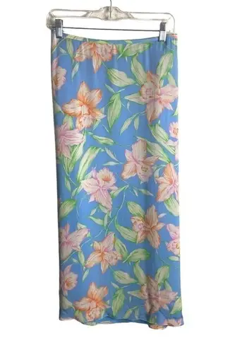 Ralph Lauren Lauren  Silk Maxi Skirt Set Plus Size Floral Wrap Blouse 18W 1X
