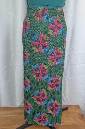 Vintage Swedish Pattern Maxi Skirt Green Size 29