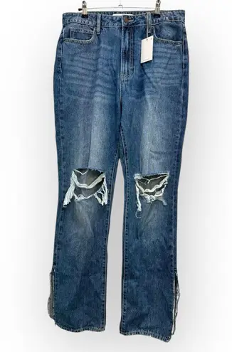 Hidden Jeans Tracey High Rise Straight Leg Distressed Denim – Size 30 NWT Blue