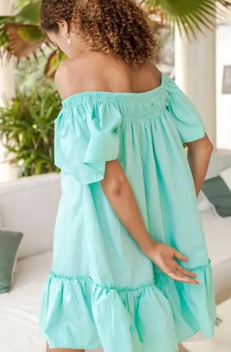 Bali NEW Elf Maya Mint Green Off Shoulder Ruffle Hem Mini Dress Size XXL